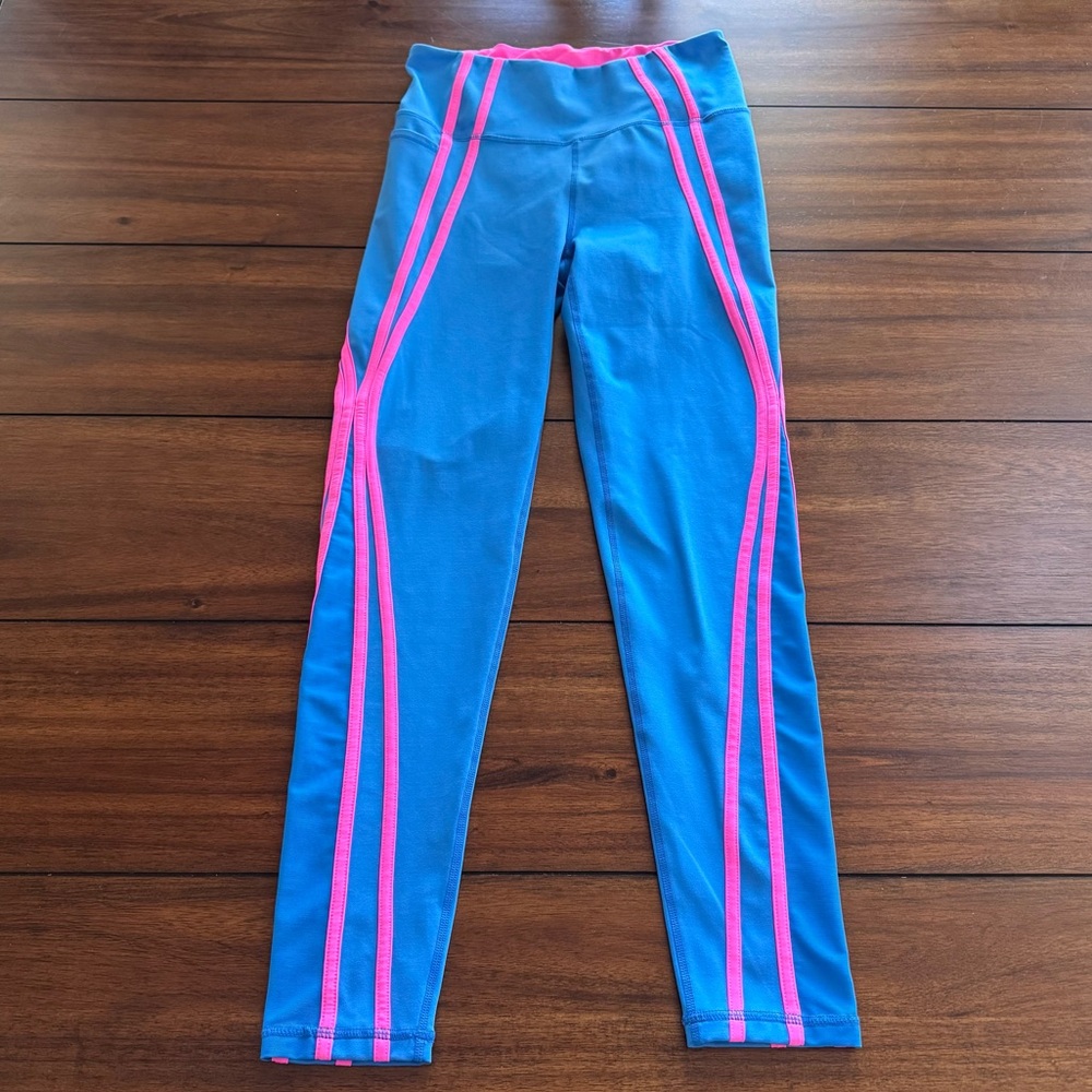 Lilly Pulitzer Luxletic Weekender High Rise Leggings Blue Flare Pink Size‎ Small